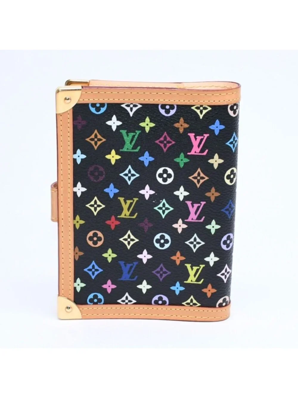 Louis Vuitton Black Multicolor Agenda Cover PM Gold